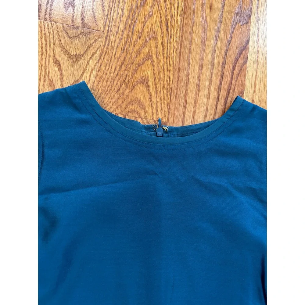 Tory Burch Teal Blue 100% Silk Sleeveless Shell Top Blouse Size 4 Zipper‎ Back